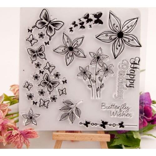 Butterfly Wishes Transparent Clear Silicone Stamps for DIY Scrapbooking/Card Making/Kids Fun Decoration Supplies 675