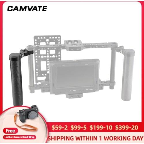 CAMVATE Carbon Fiber Handgrip(Either Side)With Standard 15mm Single Rod Clamp Adapter For Monitor/Camera Cage Rig Support System