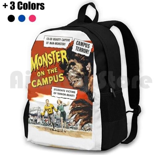 Monster On The Campus Outdoor Hiking Backpack Waterproof Camping Travel Vintage Movie Cinema Vintage Vintage Movies Retro Retro