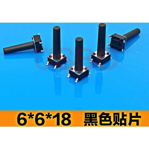SMD SMT Microswitch Tactile Push Button Switch Touch Tact Switch 4 Legs 6*6*18mm Black