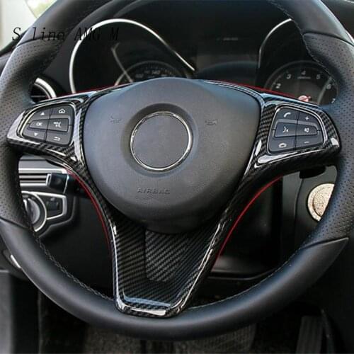Car Styling Carbon Fiber Style for Mercedes Benz A GLA CLA Class W176 X156 C117 Steering Wheel Button Frame Covers Stickers Trim