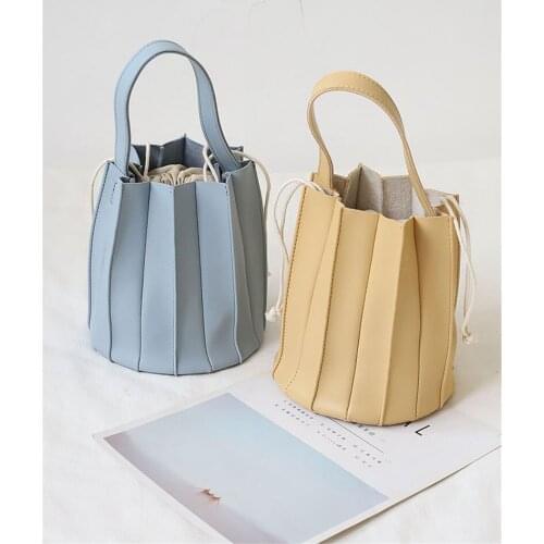 Bucket Vegetable Basket Bag Handbag Niche Design Small Bag Folds New All-Match Female Bag Messenger Shoulder Bag