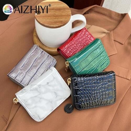 Vintage Women Alligator Pattern PU Leather Short Wallet Casual Ladies Solid Color Mini Purse Clutches Zip Around Card Holder