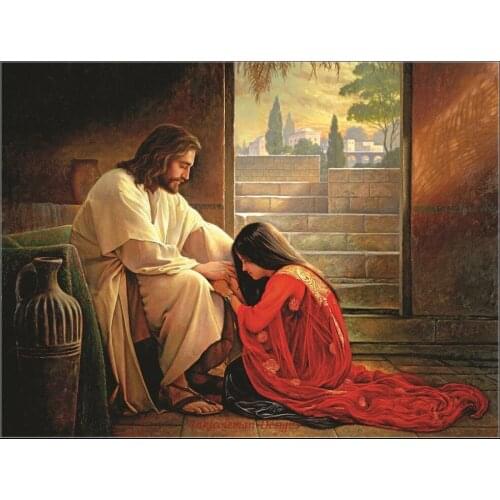 Embroidery Counted Cross Stitch Kits Needlework - Crafts 14 ct DMC Color DIY Arts Handmade Decor - Forgiven Jesus Christ