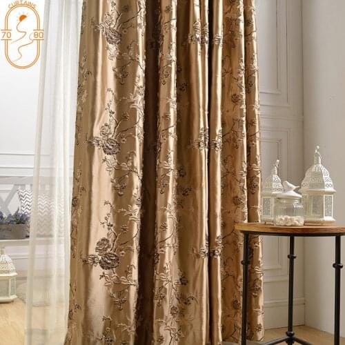 High-end European-style Jacquard Curtains Luxury Embroidered Three-dimensional Black Out Curtains for Living Room Bedroom