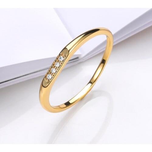 Womens Fashion Cubic Zircon Stone Thin Ring Birthday Jewelry Stackable Promise Ring Wedding Bridal Accessories