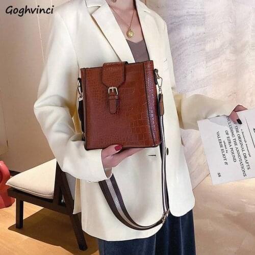 Women Satchels Bucket PU Leather Alligator Pattern Designers French Style Chic Ladies Retro Crossbody Handbags All-match Female