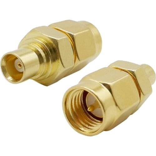 1Pcs RF Coaxial Adapter MCX Female to SMA Male Coax Adapter SMA Plug to MCX Jack Straight Brass Gold plated Convertor Connector