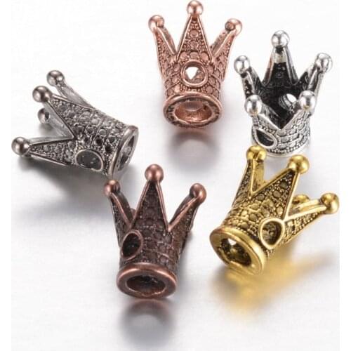 100pcs Alloy Beads Crown For DIY Jewelry Accessories Making Necklaces Bracelets Handicrafts Supplies Mixed Color 12.5x12x12mm