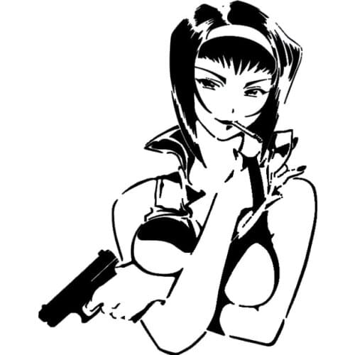 13*16.5CM Cool Sexy Gunfire Girl Animate Design Black/Silver Vinyl Decal Fantastic Style Car Sticker Good Quality C20-0466