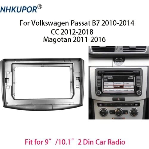 2 Din Car Radio Fascia For VW Volkswagen Passat B7/CC/Magotan Auto Stereo Dash Panel Mounting 9/10.1 inch Big Screen Frame Kit