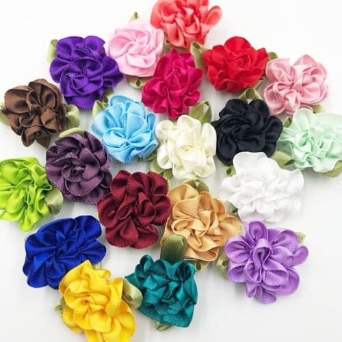 20 pcs Handmade Ribbon Flowers Wedding Decorations Sewing Appliques Crafts A068
