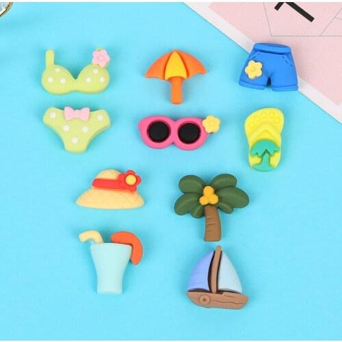 20Pcs Summer Beach Style Mini Resin Cabochon Flatbacks Kawaii Sunglasses Drinks Scrapbooking Phone Decor DIY Jewelry Accessories
