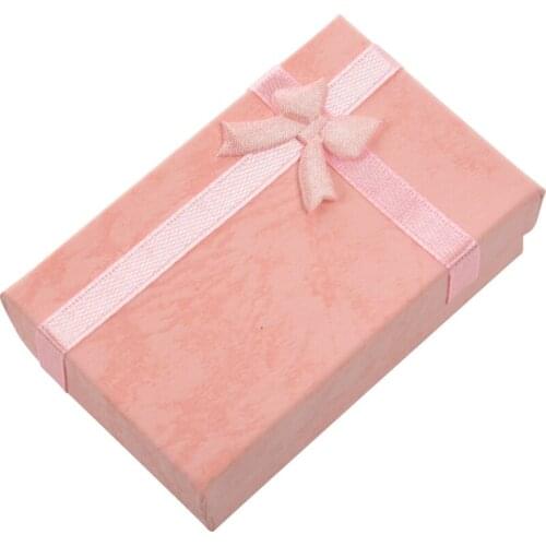 5PCS Paper Package Bowknot Jewelry Necklace Bracelet Earring Ring Gift Box Case, Style-4 Rectangle(8.5X5cm)