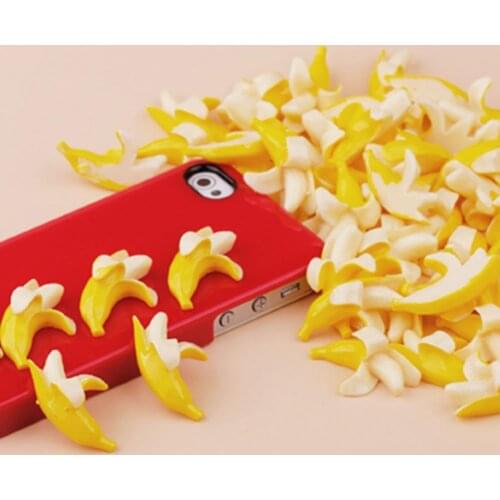 5Pcs Delicate Dollhouse Decor Resin Miniature Food Fruit Banana Ornament for Mobile Phone Case