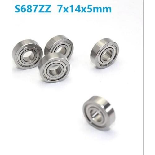 50pcs/lot ABEC-5 S687ZZ S687 ZZ 7x14x5 mm Stainless Steel deep groove ball bearings Miniature Mini bearing 7*14*5 687ZZ