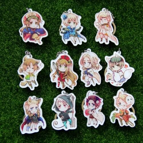 Animation APH Axis Powers Hetalia Italian Russian Prussia US UK llavero Keyring Cars Bags Pendant Portachiavi Collection Gift
