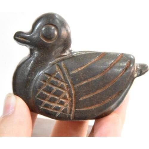 Hongshan culture archaize black iron meteorite Mandarin duck statue