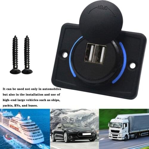 Car Dual Black ABS Charger 12V USB Port Charger Socket Port Charger Socket 3.1 A Waterproof Socket For Car