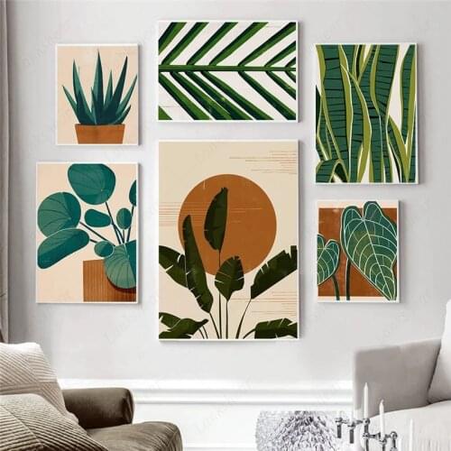 Boho Plant Canvas Poster Leaf Palm Botanical Wall Art Minimalist Prints Painting Nordic Pictures for Living Room Home Decoration