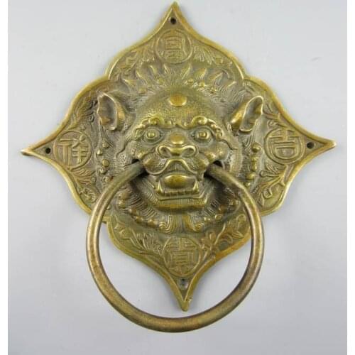 Decoration bronze factory Pure Brass Antique A Pair Classical Collectible Decorated Handwork Copper Beast Statue Door Knocker