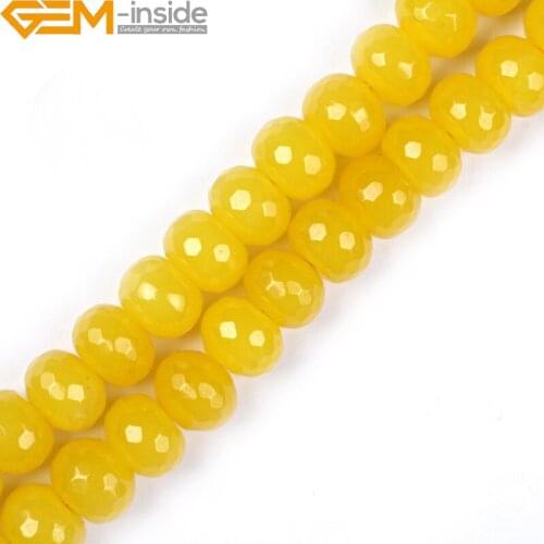 Gem-inside Natural faceted Gemstone Rondelle Jades Beads For Jewelry Making Wholesale New Bracelet Necklace DIY Gifts