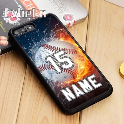 LvheCn Personalized Number and Name Baseball Phone Case For iPhone 11 12 Pro X XR XS MAX 5 6S 7 8 Plus samsung s7 s8 s9 s10