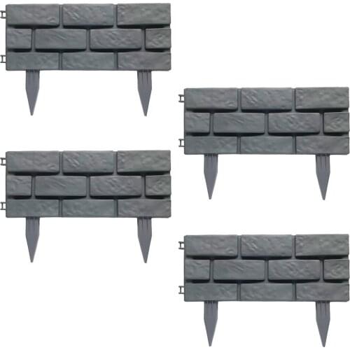 DIY Decorative Flower Grass Bed Border Garden Fence Plastic 4pcs Easy To Install Walkway And Landscape Edging
