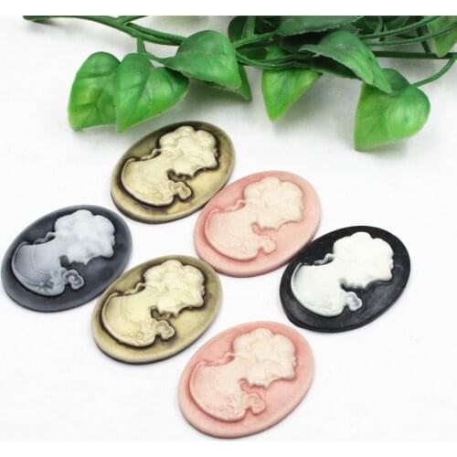 29x39mm FlatBack Resin Beauty Cameos Cabochon For Blank Base Tray Setting Bracelet Pendant Necklace DIY Making Accessories 10pcs
