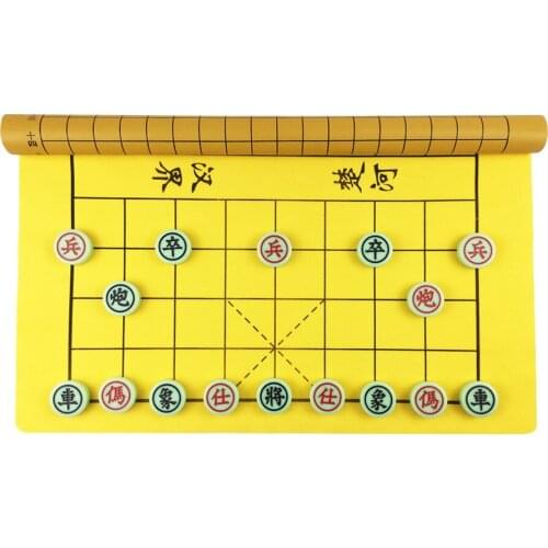 Chinese Chess Xiang Qi Emerald Chess Pieces Folding PU Chessboard No Magnetic Old Chinese Game for Kids Adult Gift BSTFAMLY C20