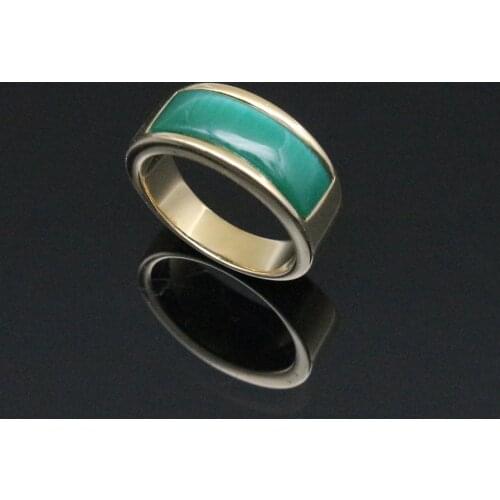 Hot Selling Women Emerald Glass Ring Stainless Steel Unisex Green Glass Rings For Women And Men Fashion Jewelry Best Party Ring