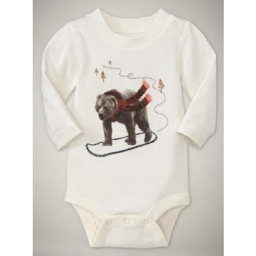 Bear Baby Bodysuits 100% COTTON baby boy clothes shirt white sk Long Sleeve infant jumpsuits