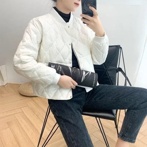 Short Down Cotton Coats Woman Warm Autumn Winter Jackets Long Sleeve Female Outerwear Single Breasted Loose Padded Jacket Coats