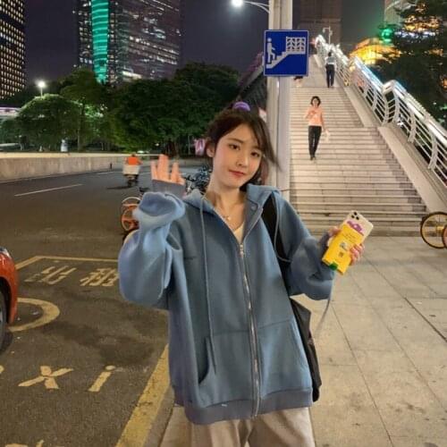 Spring and autumn new jacket thin hooded womens Korean version loose ins wind long sleeves on the clothes tide