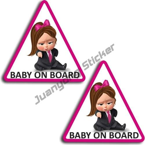 Cute Vinyl Decal Stickers Baby on Board Boss Warning Signs Safety Decals Car Motorcycle Bumper Camper Yacht Fine Decal KK11x11cm