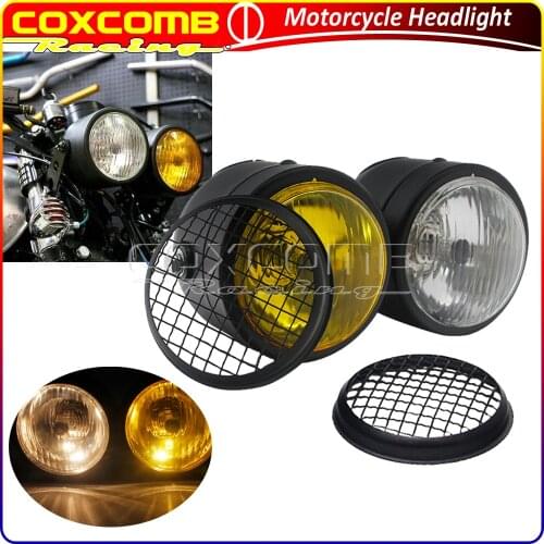 Motorcycle Hi/Low Beam 3.5" Dual Headlight W/ Mount Bracket Front Grill Lens Headlamp For Honda Suzuki DR RM 250 Honda XR CRF