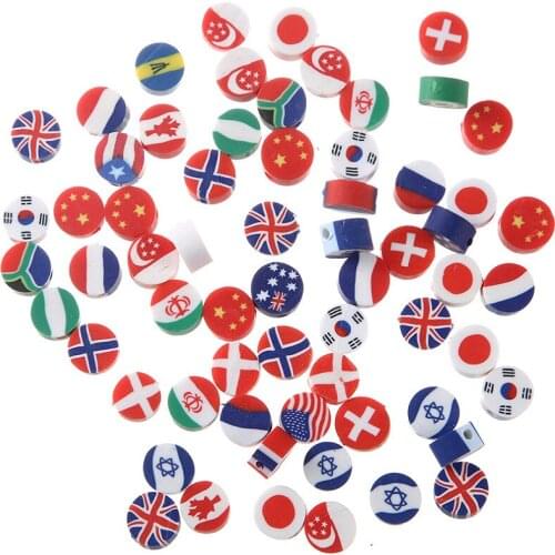 10mm 100pcs Polymer Clay Soft Bead Loose Beads National Flags Mixed Color Jewelry Making DIY Necklace Bracelet Earring Part
