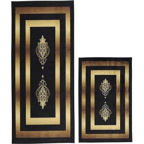 Elite Lux Rectangular Double Bath Mat Pad Alberta Black Gold