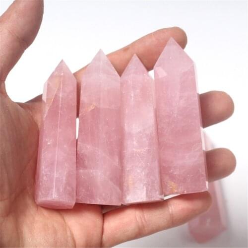 Natural Stones Rock Quartz Crystal Pink Rose Wand Point Healing Energy Ore Mineral Stone Collection Decor for home 40-50mm