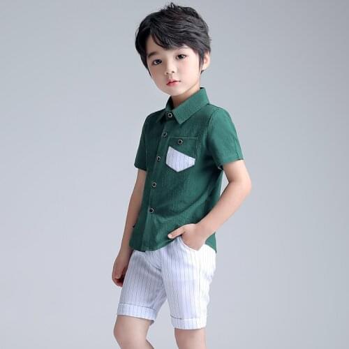 Boys Summer T Shirt +Shorts 2PCS Clothing Set Kindergarten Graduation Cool Suit Children Chorus Costume Kid Birthday Party Dress