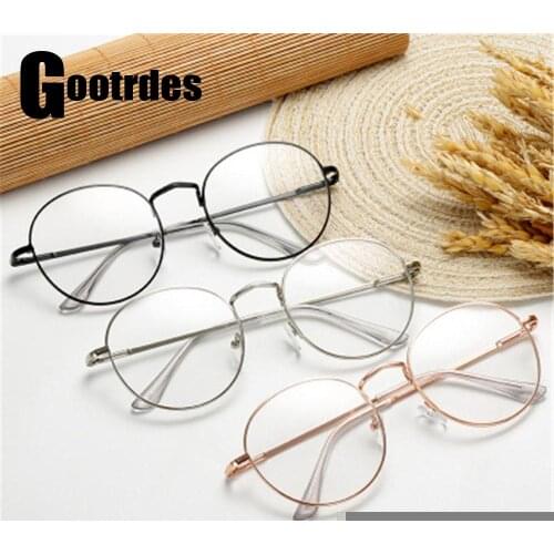 New Fashion Women Men Metal Vintage Round Glasses Frame Oversized Eyeglasses Optical Spectacles Vision Care Eyewear for Unisex
