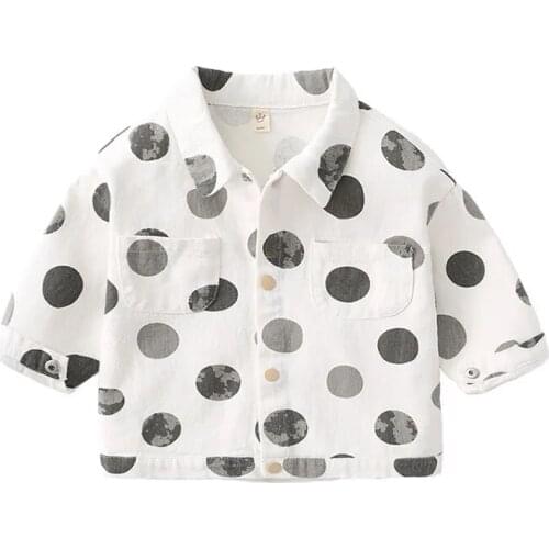 Autumn 2-8 Years Boys DEMIN Jacket Long-sleeve Girls Outwear Coat for Children Clothes 2021 New Baby boy Kids Dot Windbreaker