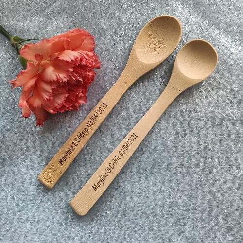 Personalized name Bamboo spoon Custom Engraved Text Wedding Baby Shower Party Accessory Bamboo Spoon Personalized Birthday Gift