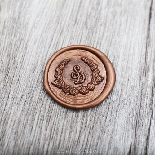 Custom Rustic Initials with Wreath wedding wax ,Custom Wax Seal Stamp Kit,personalised wedding invitation seals,wedding gift