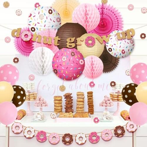 Doughnut Party Supplies Birthday Party Balloon Flash Paper Lamp Paper Cage Organization Fan Baby Party Decoration
