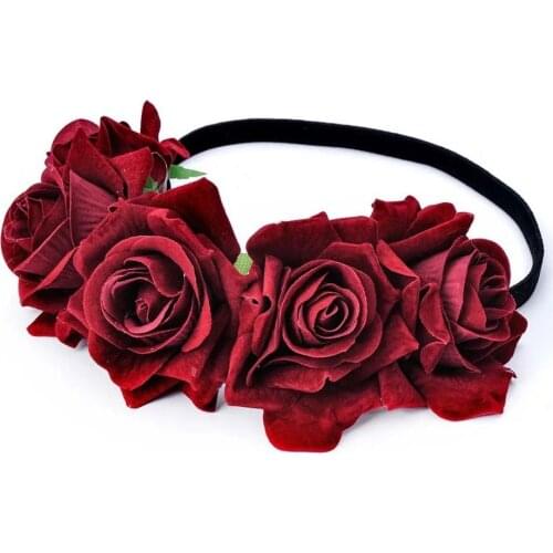 Fashion Bohemia Bride Rose Flower Wreath Headbands Women Girl Floral Crown Hairband Wedding Headband Garland Hair Accessories