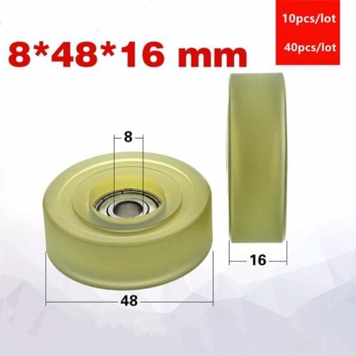 10pcs/40pcs 8*48*16mm polyurethane PU 608 608ZZ low noise roller bearing friction pulley soft rubber 8x48x16