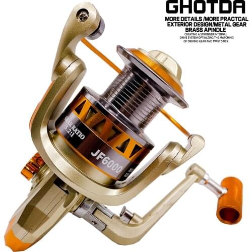 Fishing Reel JF2000-7000 Spinning Reel 8kg Drag Reel Fishing 5.2:1 Speed Metal Spool Coil Fishing Reel