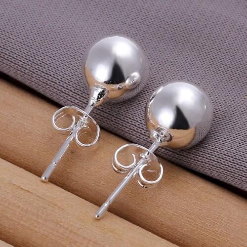 New Arrival Korean and Japanese Style Silver Plated Fashion 8mm Ball Stud Earrings for Fashion girls 5B35
