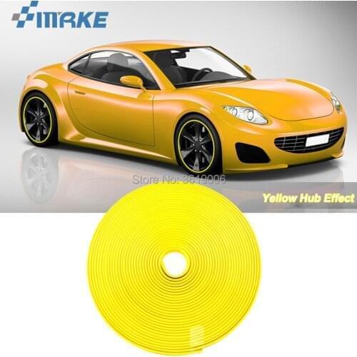 SmRKE 8M Car Wheel Hub Rim Edge Protector Ring Tire Strip Guard Rubber Stickers On Cars Yellow Car Styling